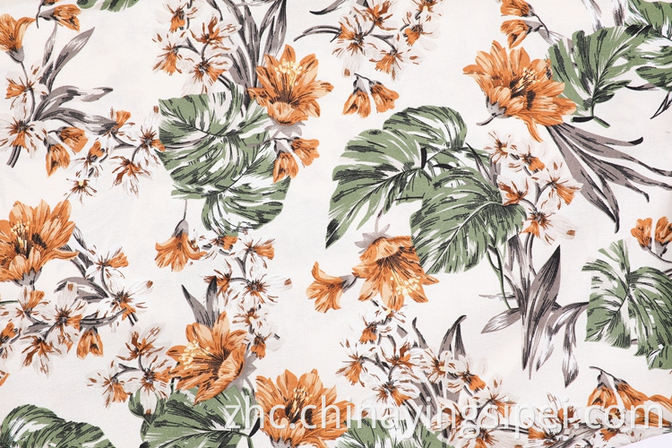 Stock woven moss crepe printed rayon fabric 